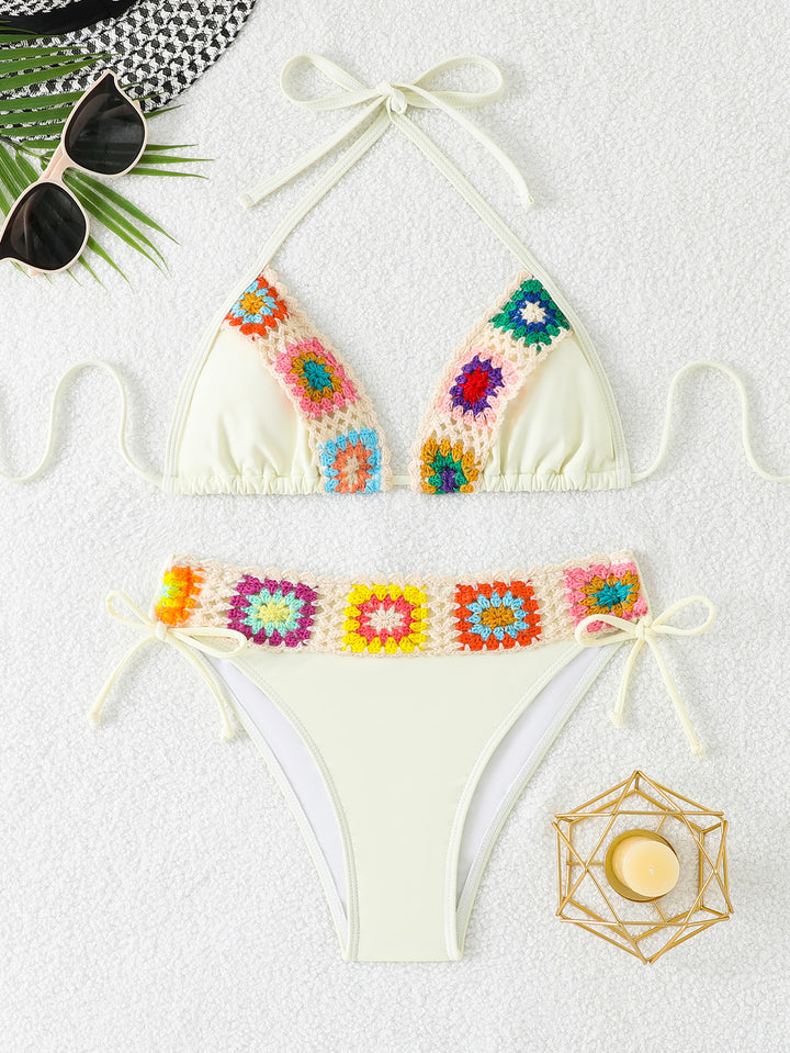 Women Triangle Bikini with creative crochet applications StylebySassy