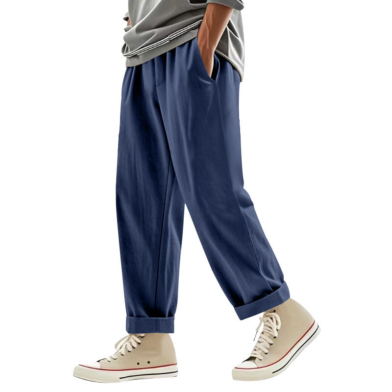 Men's wide pleat chino pants with cuffs, tapered fit and side pockets StylebySassy