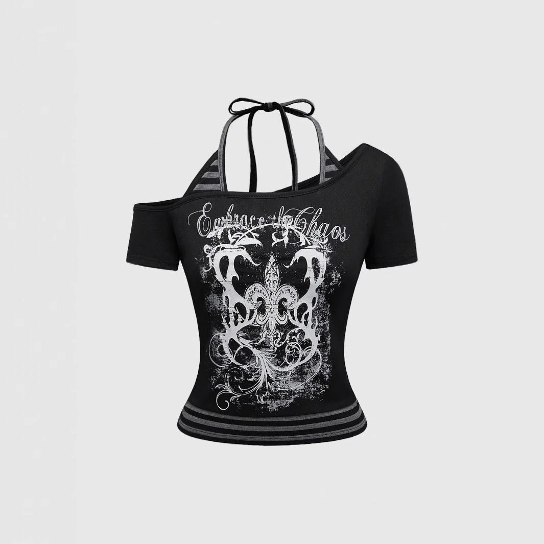 Women Off-Shoulder Top with Graphic Design StylebySassy