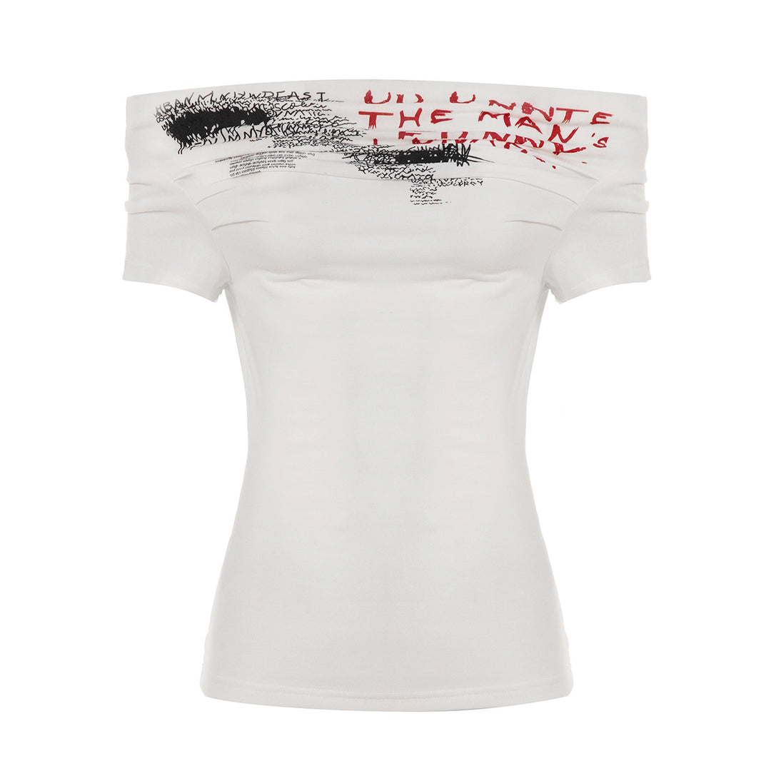 Women Off-Shoulder Shirt with Graphic Print StylebySassy