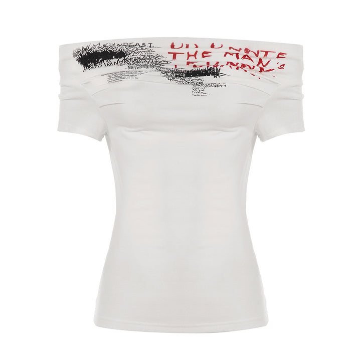 Women Off-Shoulder Shirt with Graphic Print StylebySassy
