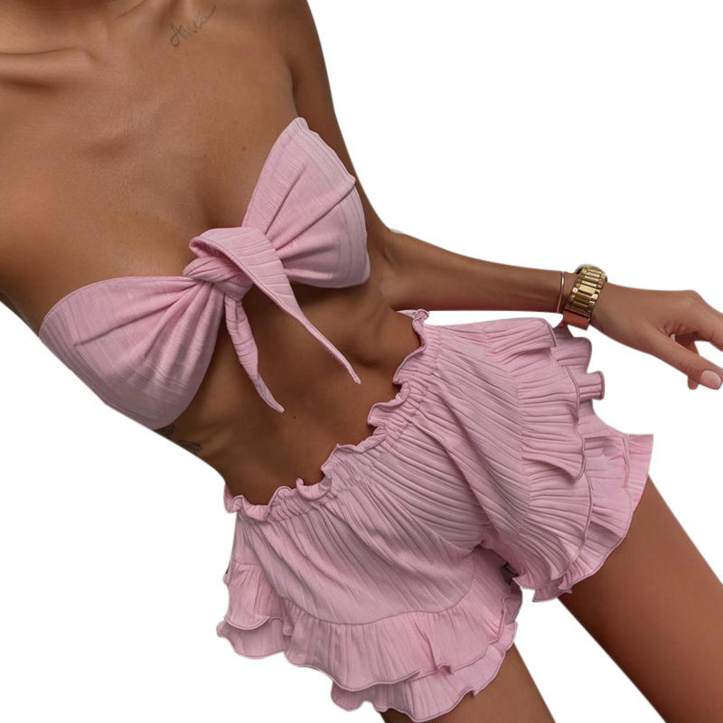 Women's bustier swimsuit with voluminous ruffle cut StylebySassy