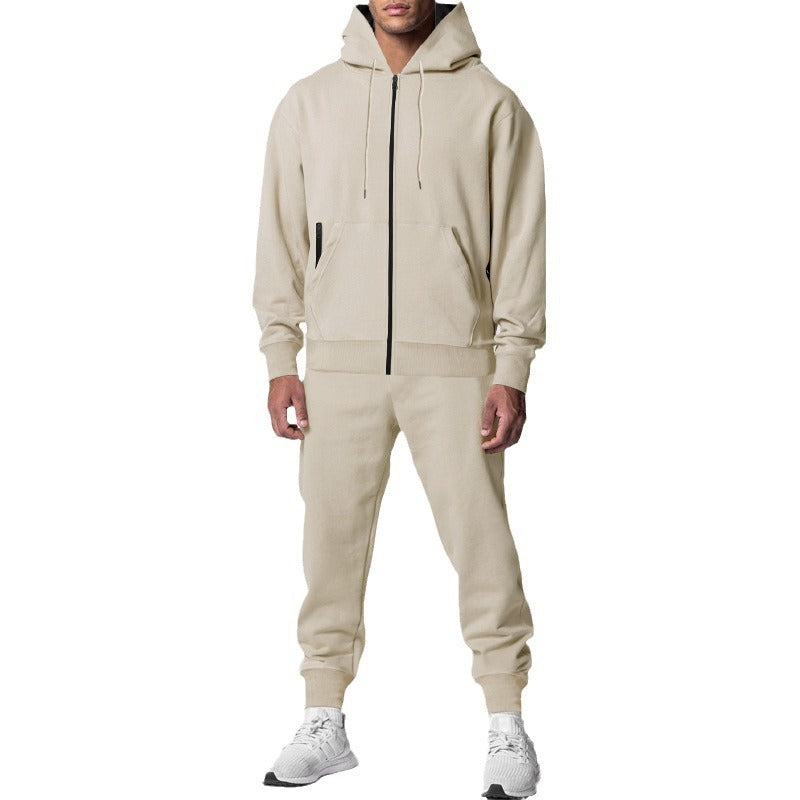 Men's urban zip hoodie with kangaroo pocket and tapered joggers set StylebySassy