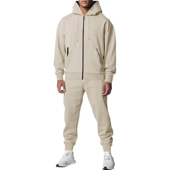 Men's urban zip hoodie with kangaroo pocket and tapered joggers set StylebySassy