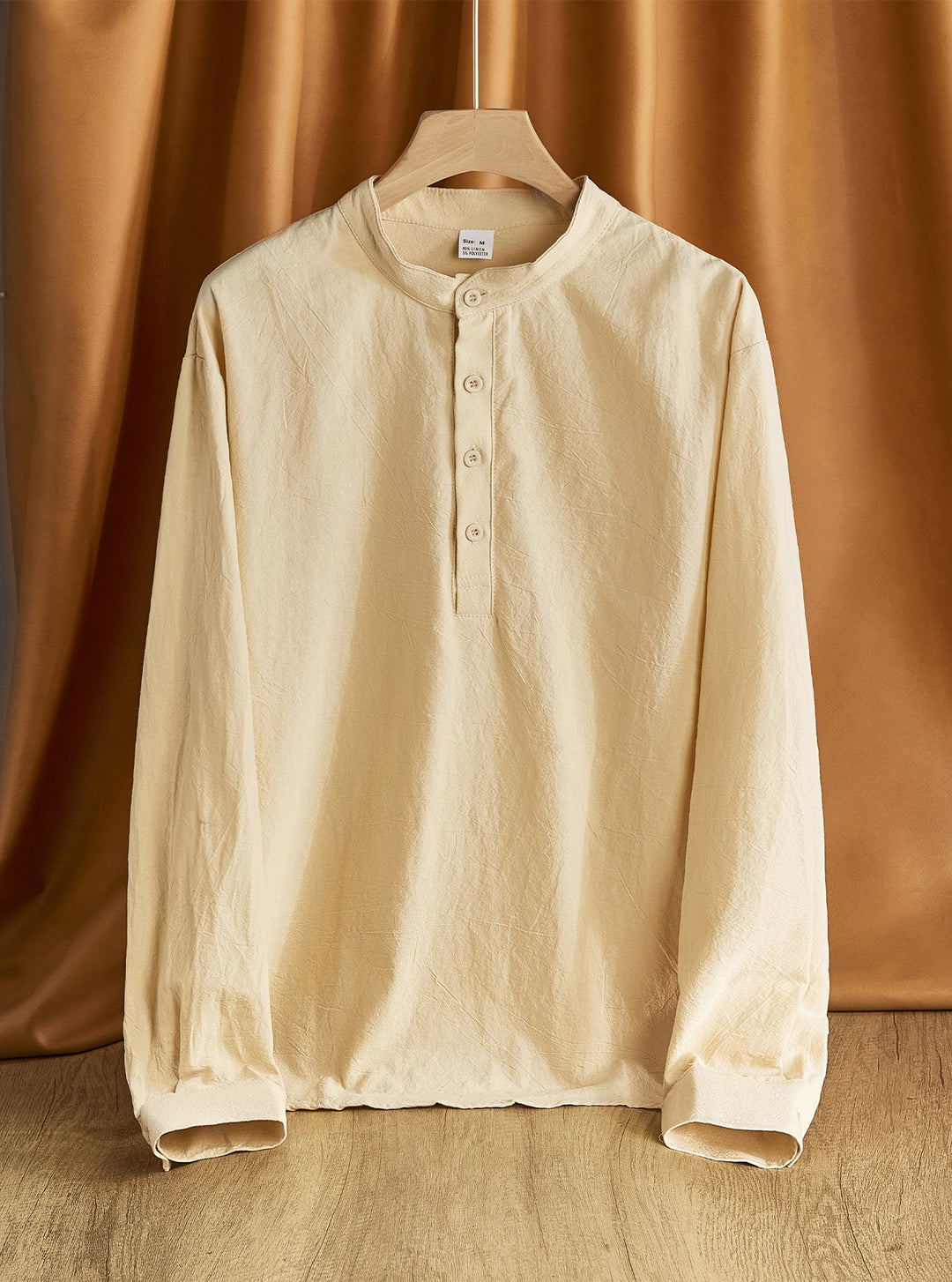 Men's Nehru collar Henley made of cotton stretch with concealed button placket and slim fit StylebySassy