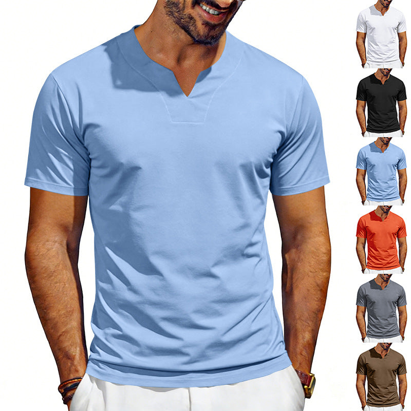 Men's V-neck sports shirt with ergonomic design seams and elastic jersey StylebySassy