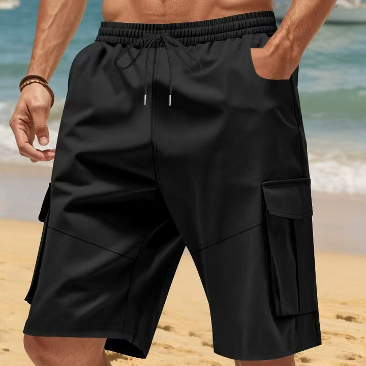 Men's Nano Technical Travel Leisure Bermuda with Elastic Waistband, Drawstring and Functional Flap Pockets StylebySassy