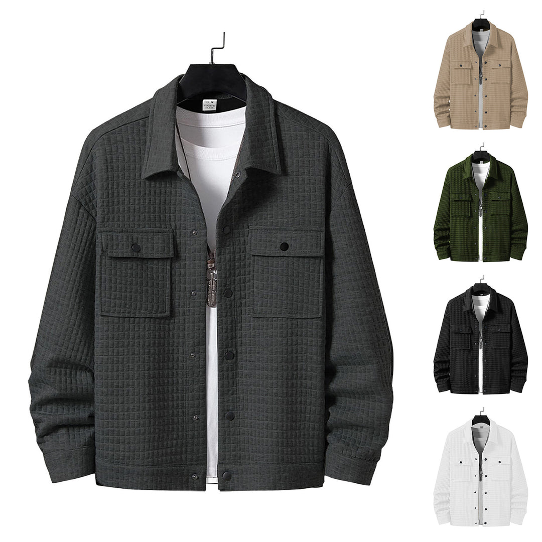 Men's quilted overshirt jacket with square quilted structure and patch chest pockets StylebySassy