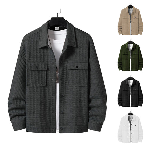 Men's quilted overshirt jacket with square quilted structure and patch chest pockets StylebySassy