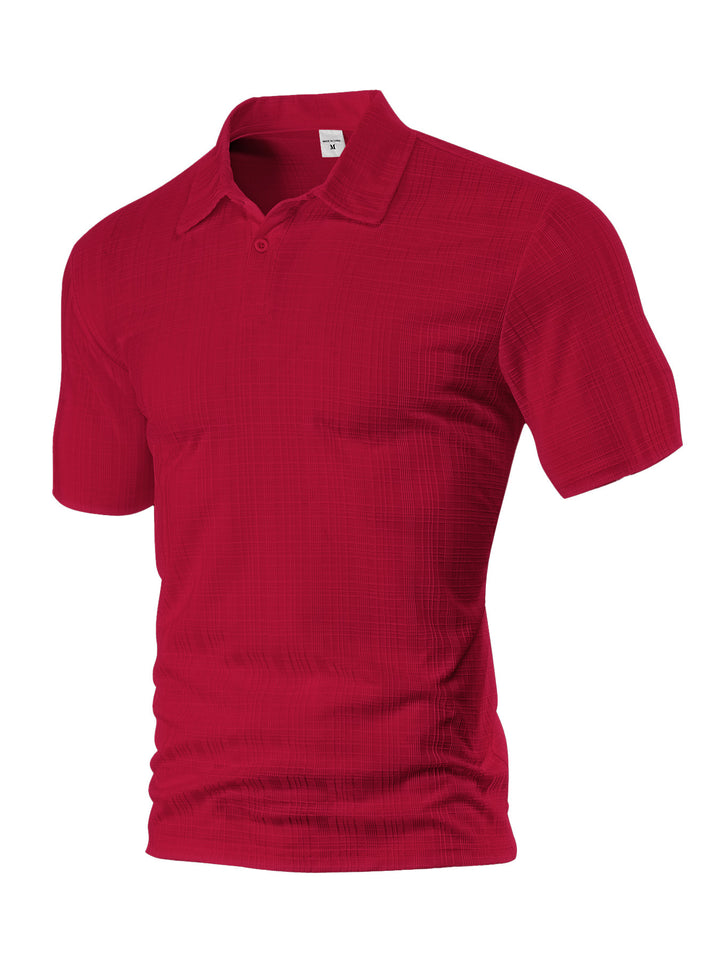 Men's light structured short sleeve polo with shirt collar and single button placket StylebySassy