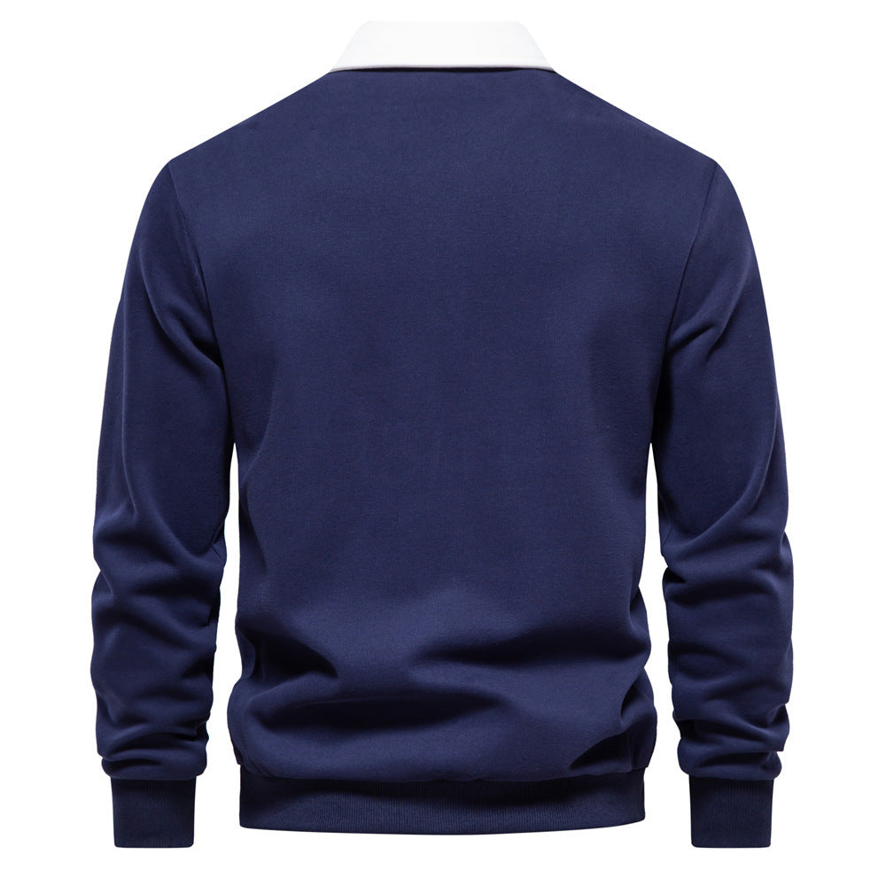 Men's elegant long sleeve polo shirt with contrast collar StylebySassy