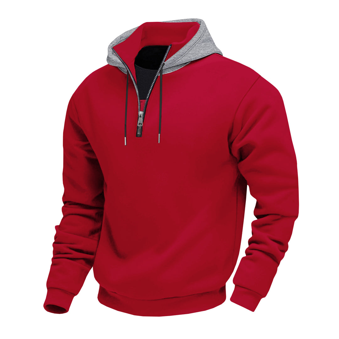 Men's hoodie with short zipper, double-layer hood and drawstring StylebySassy