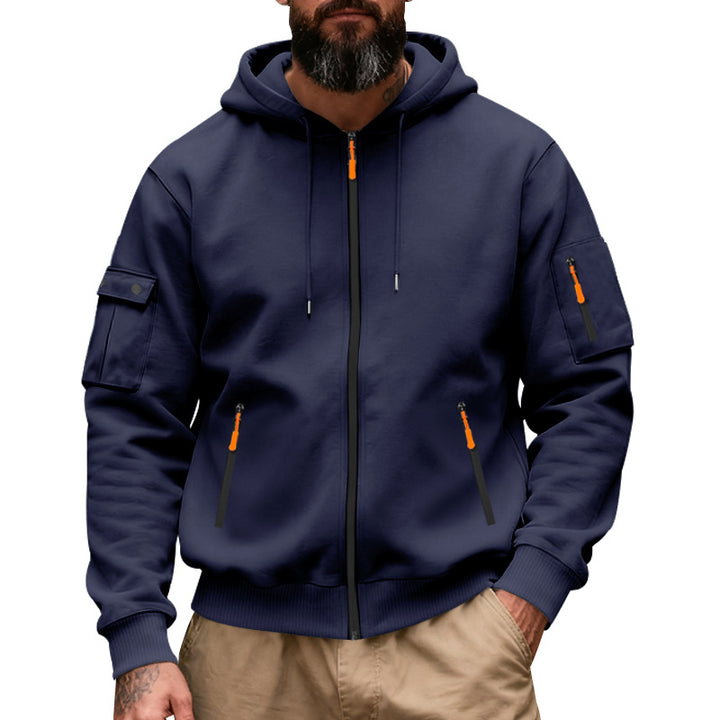 Men's functional hoodie sweat jacket with full zip and arm pocket StylebySassy