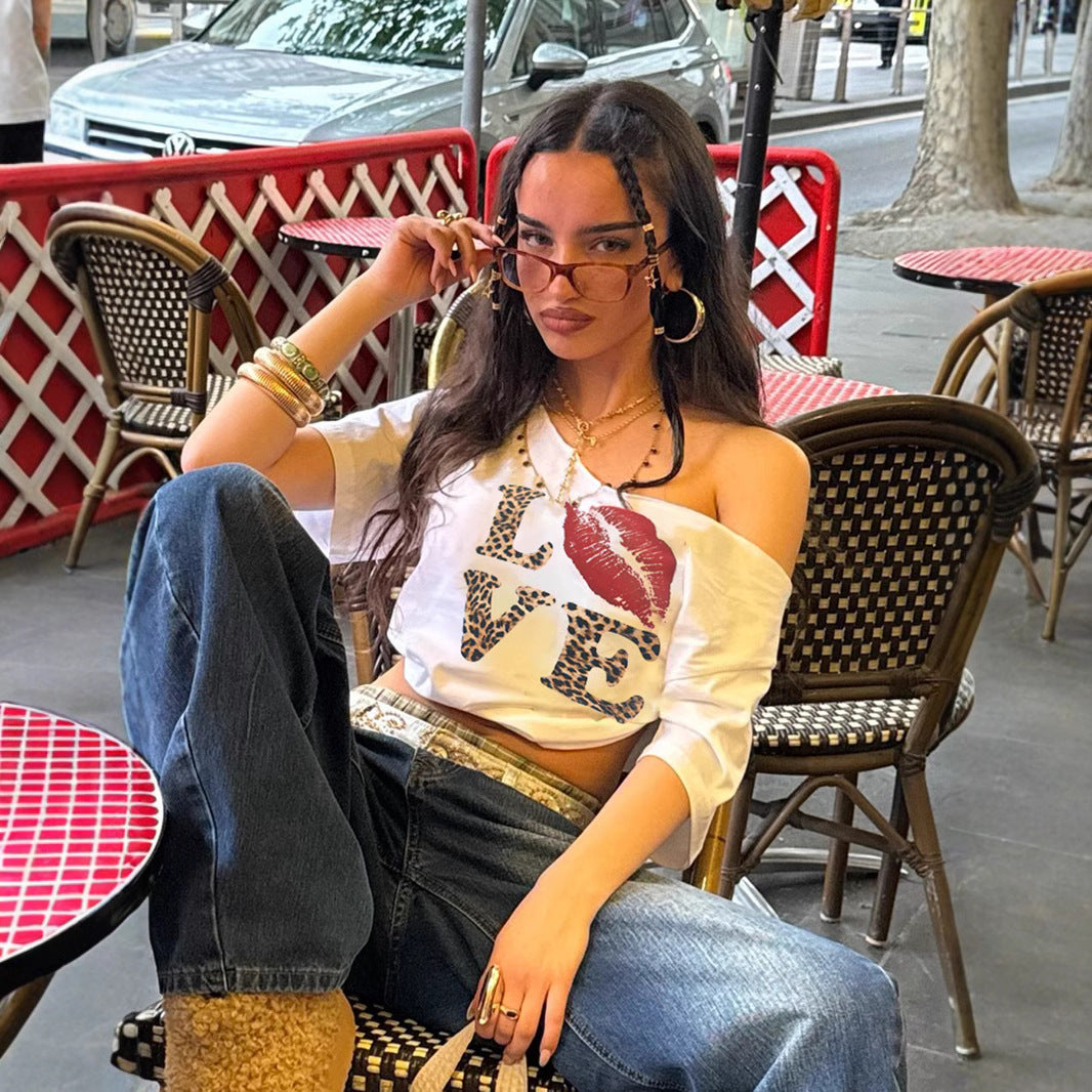 Ladies Fashion T-Shirt with Creative Graphic Print StylebySassy
