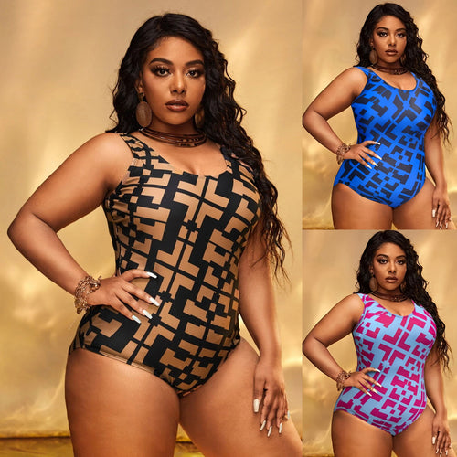 Women's One-Piece Swimsuit with Modern Geometric Design StylebySassy