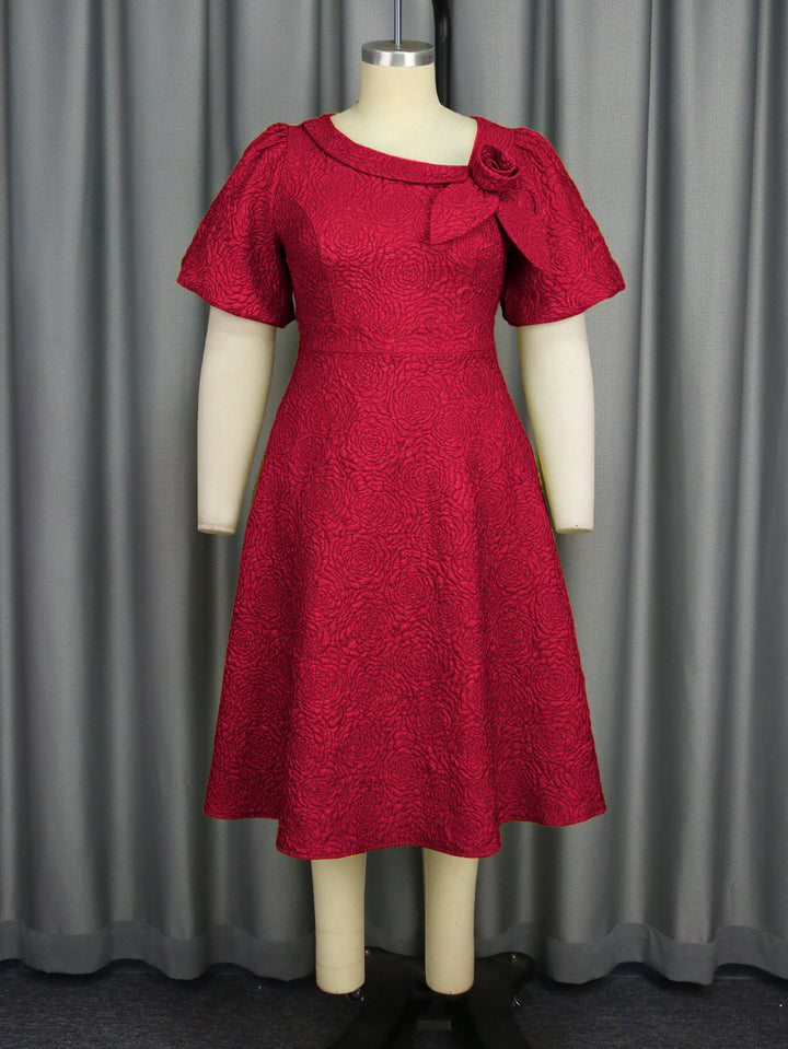 Women's Elegant Dress with Structured Flower Appliqué StylebySassy