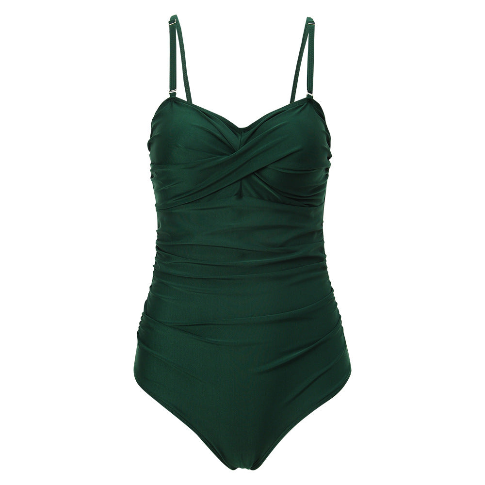 Women One-Piece Wrap Swimsuit with Striped Pattern StylebySassy