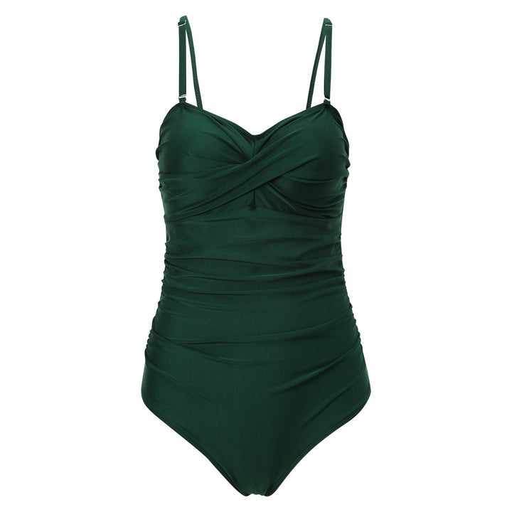 Women One-Piece Wrap Swimsuit with Striped Pattern StylebySassy