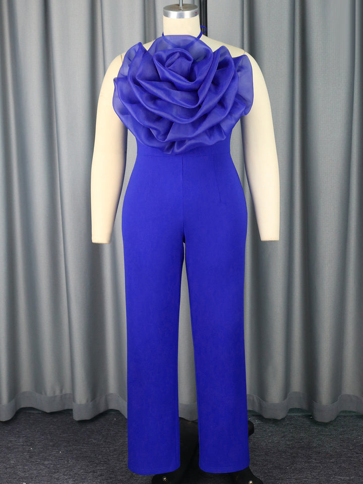 Women's elegant jumpsuit with voluminous floral collar StylebySassy
