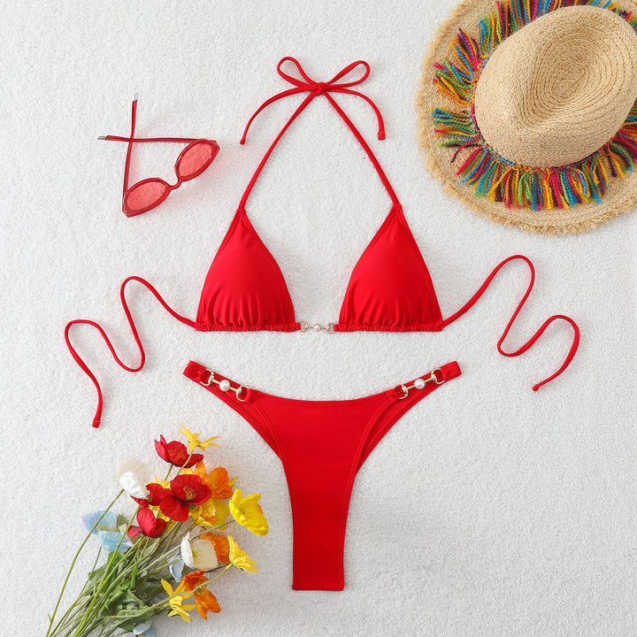 Ladies Triangle Bikini with Elegant Decorations StylebySassy