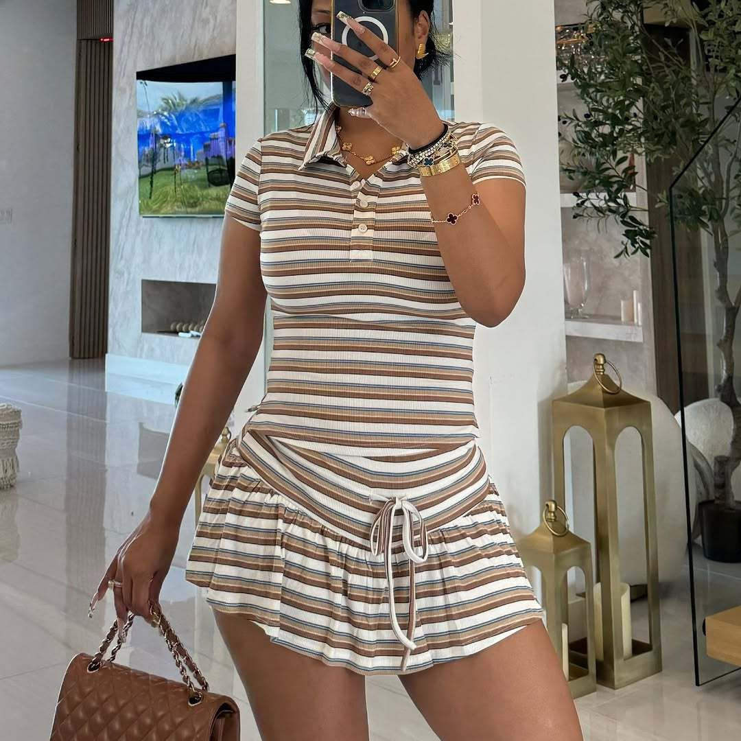 Ladies sporty polo dress with ruffle details StylebySassy