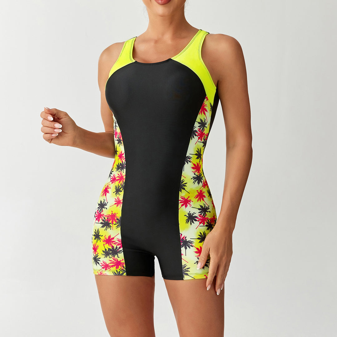 Women's Sporty Swimsuit with Lively Palm Design StylebySassy