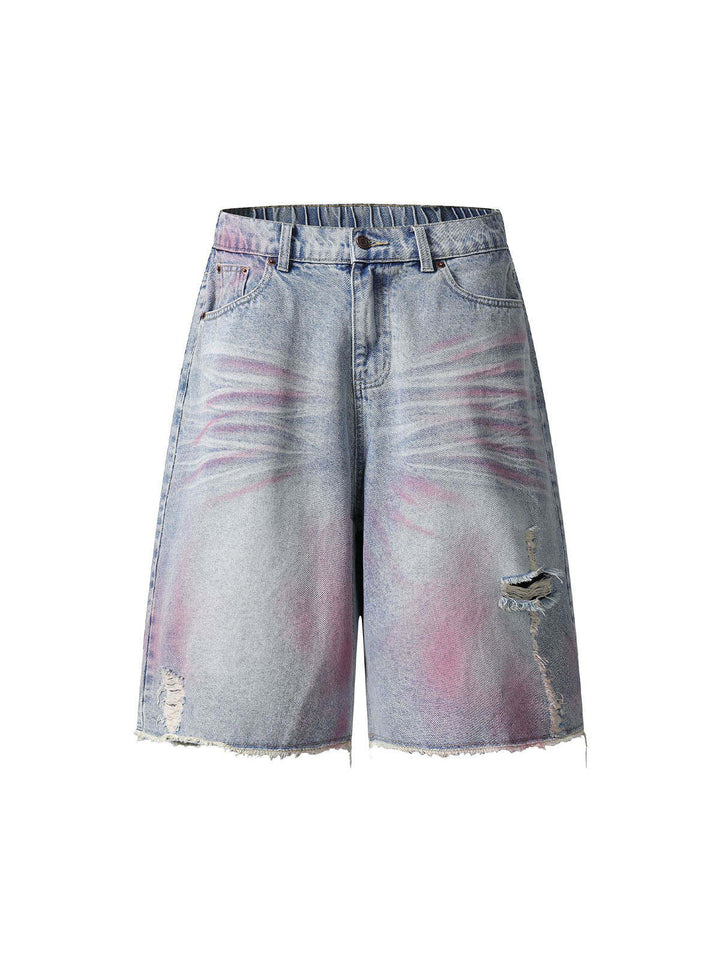 Women's Trendy Denim Shorts with Unique Graffiti and Destroyed Details StylebySassy