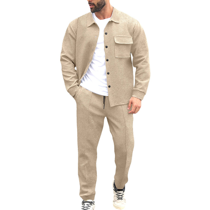 Men's Nan Shirt Jacket Set with Flap Pocket and Tapered Comfort Trousers StylebySassy