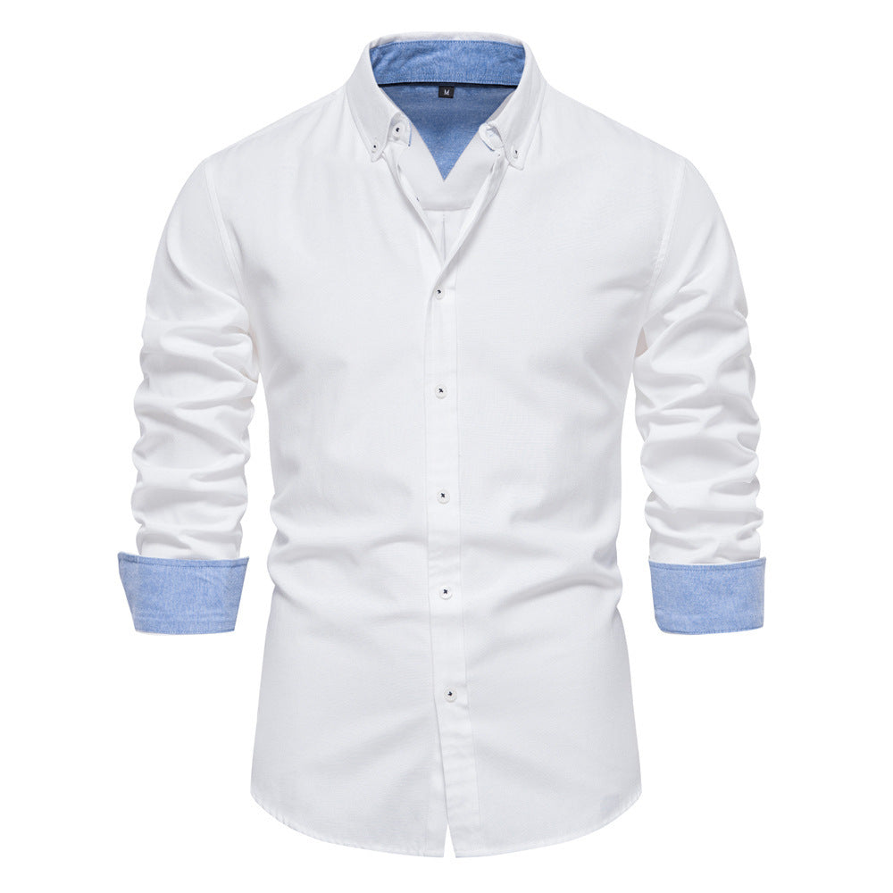 Men's elegant long-sleeve shirt made of Oxford fabric with a Kent collar and cuffed sleeves StylebySassy