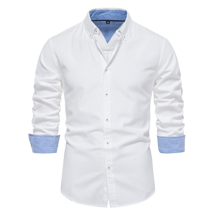 Men's elegant long-sleeve shirt made of Oxford fabric with a Kent collar and cuffed sleeves StylebySassy