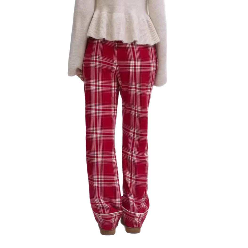 Women Checkered Spaghetti Strap Sleep Top with Gathered Underbust and Decorative Bow StylebySassy