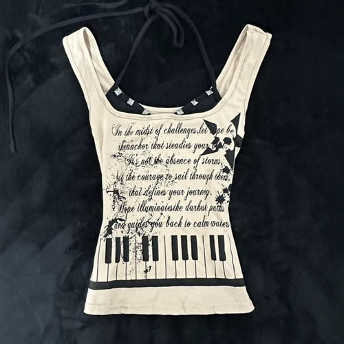 Women's Musical Graphic Tank Top with Unique Cut StylebySassy