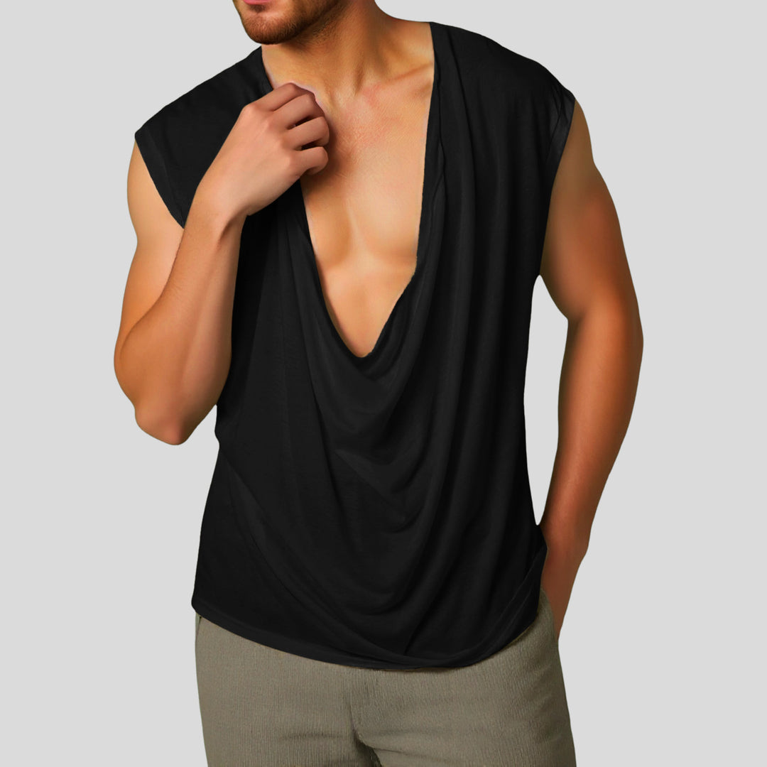Women draped long top with deep waterfall back and drop shoulder StylebySassy