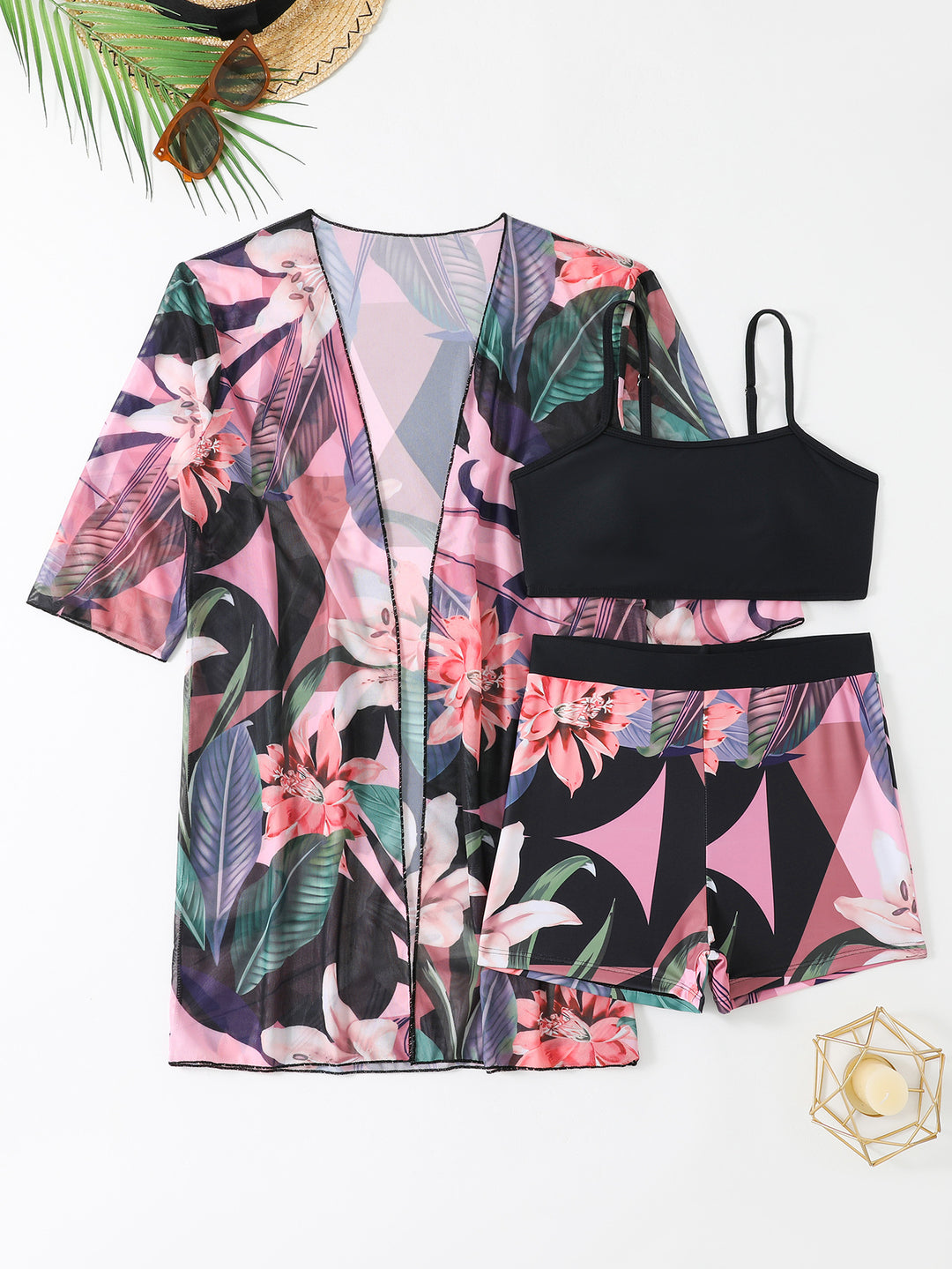 Women’s Beach Tote with Floral Cover and Bikini Set StylebySassy
