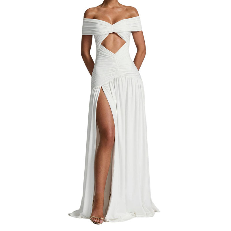 Women Elegant Off-Shoulder Maxi Dress with Practical Cut-Out StylebySassy
