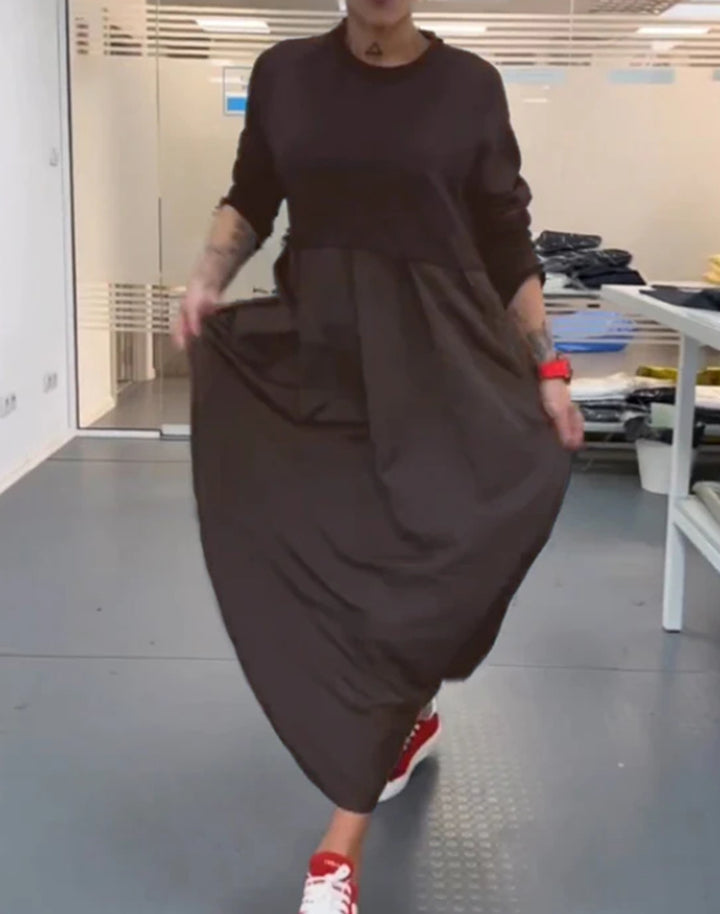 Women's nan oversized maxi dress with deep yoke and side pockets StylebySassy