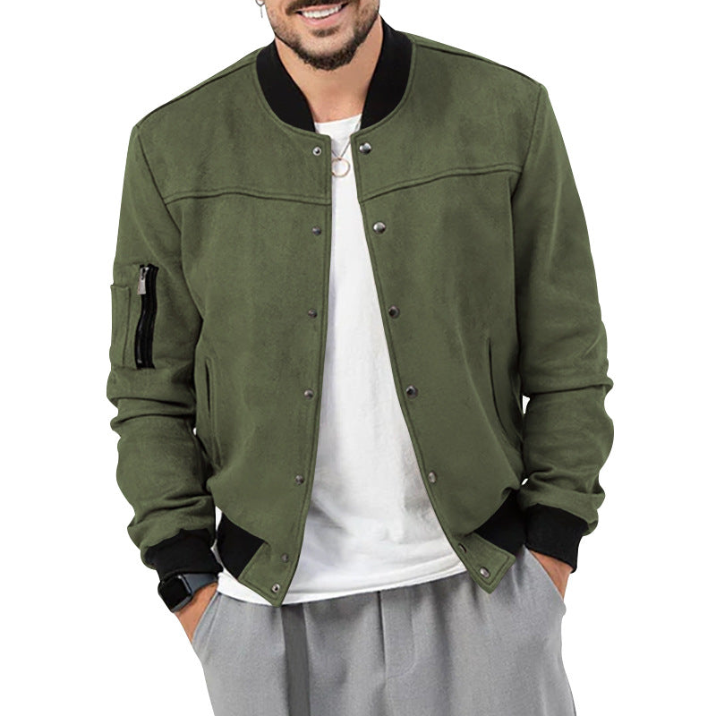 Men's bomber jacket in suede look with snap button closure and arm pocket StylebySassy
