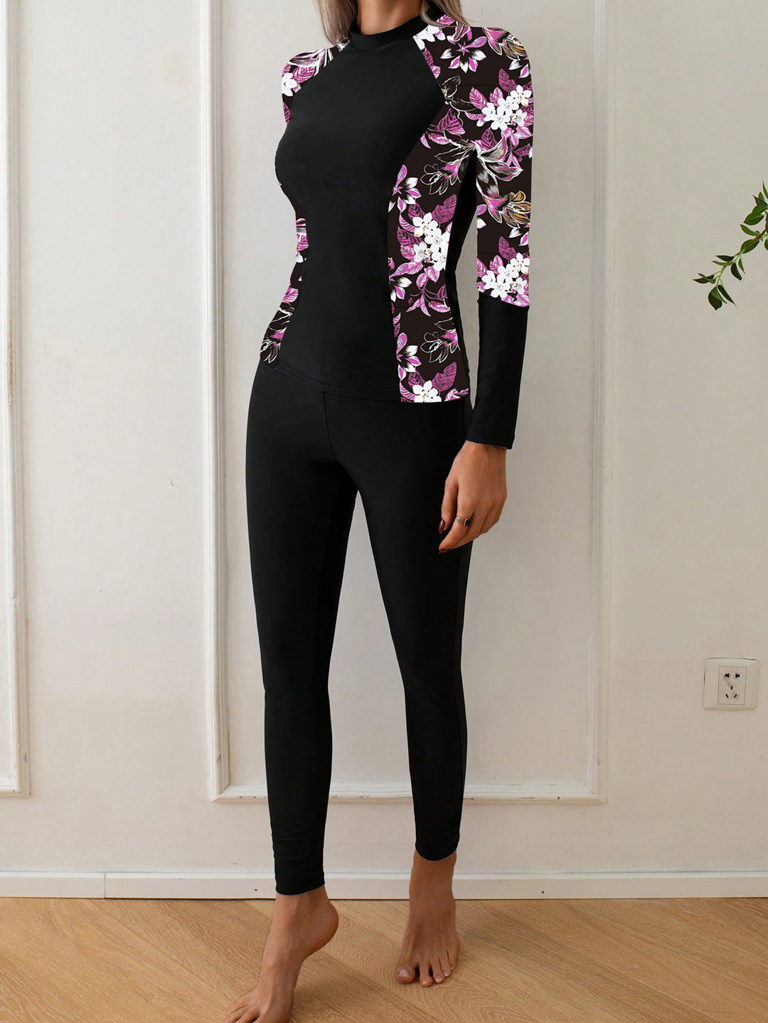 Women's Long Sleeve Rashguard with Floral Design StylebySassy