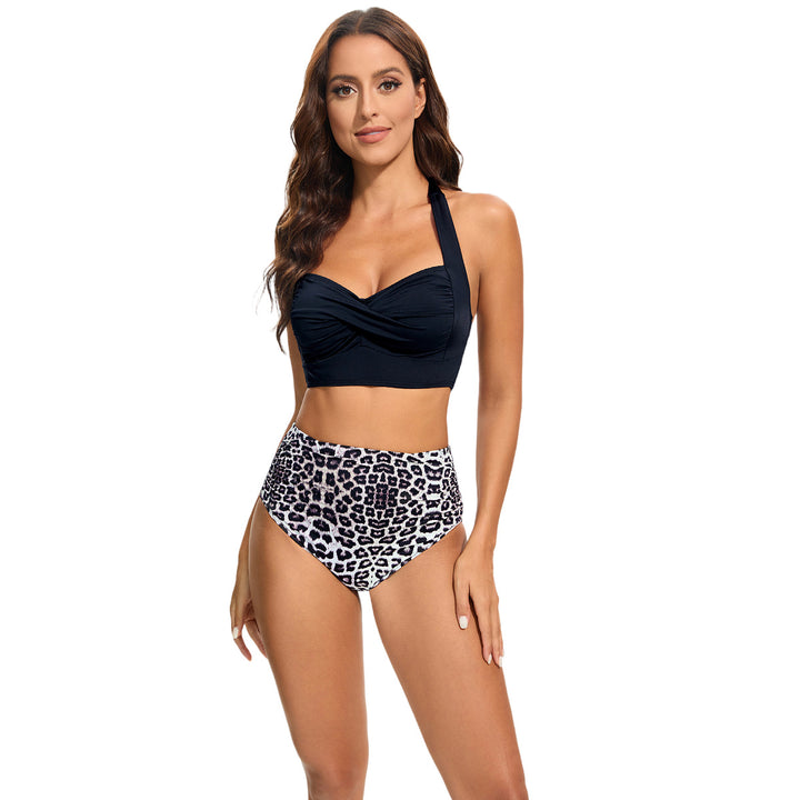 Women's High-Waisted Bikini Set with Padded Top and Leopard Design StylebySassy