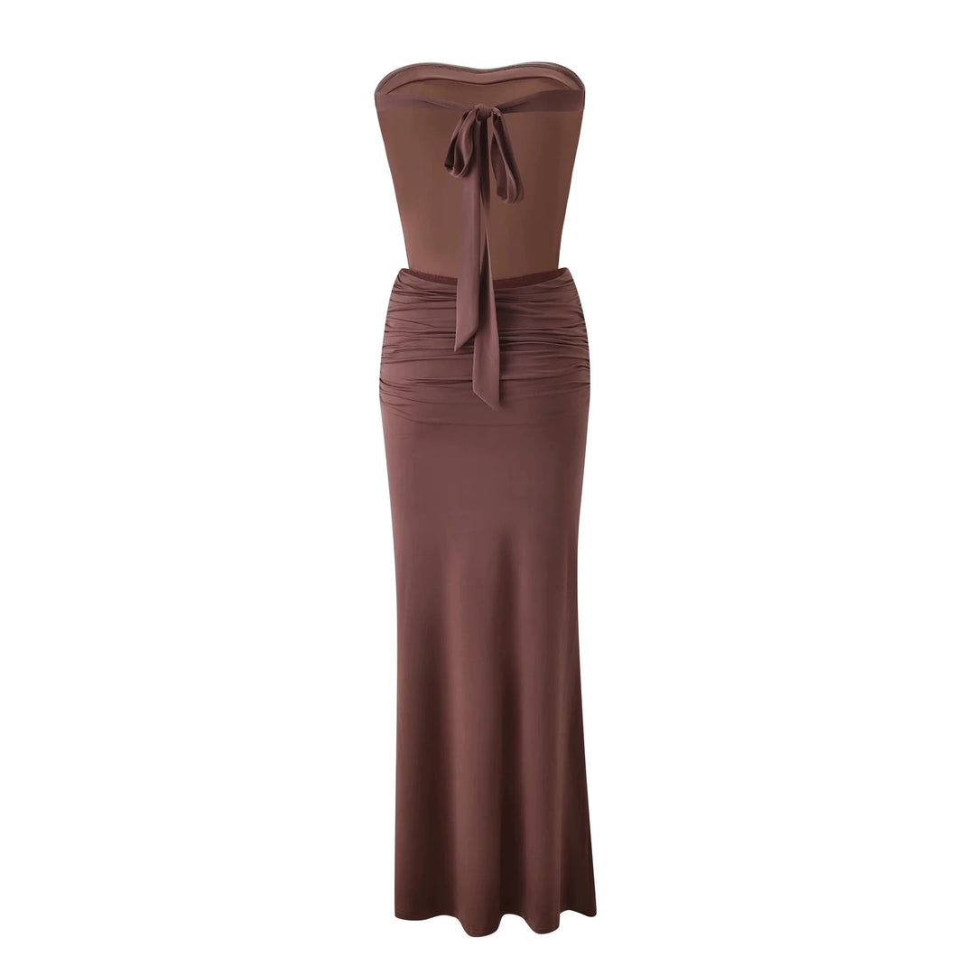 Ladies Long, figure-hugging Maxi Dress with gathered bodice StylebySassy