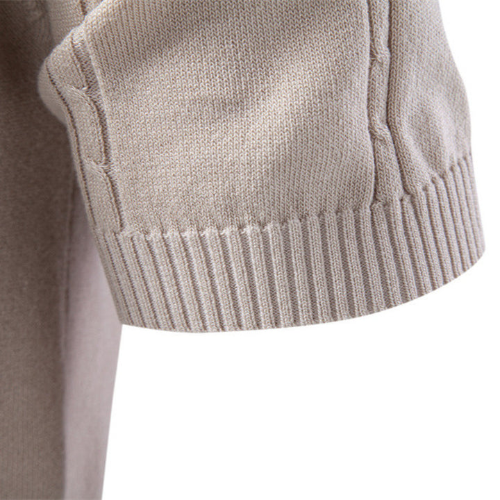 Men's short sleeve knitted polo with textured stripes, ribbed cuffs, and classic polo collar StylebySassy