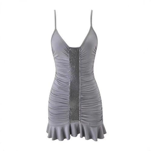 Ladies seductive mini dress with ruffled hem and sparkling detail StylebySassy
