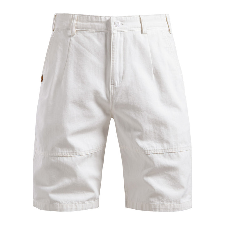 Men's robust cotton twill Bermuda shorts with reinforced knee inserts and relaxed fit StylebySassy