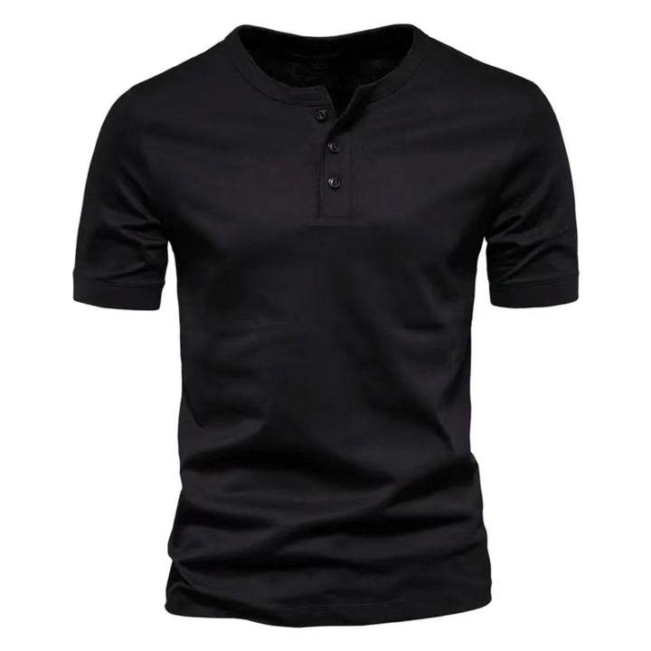 Men's tailored short-sleeve Henley shirt made of cotton blend with button placket StylebySassy