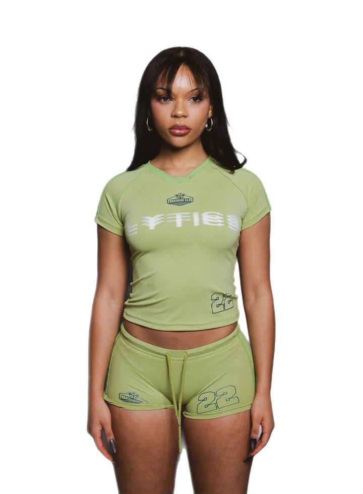 Women's sports set with body-hugging shorts and short-sleeved top StylebySassy