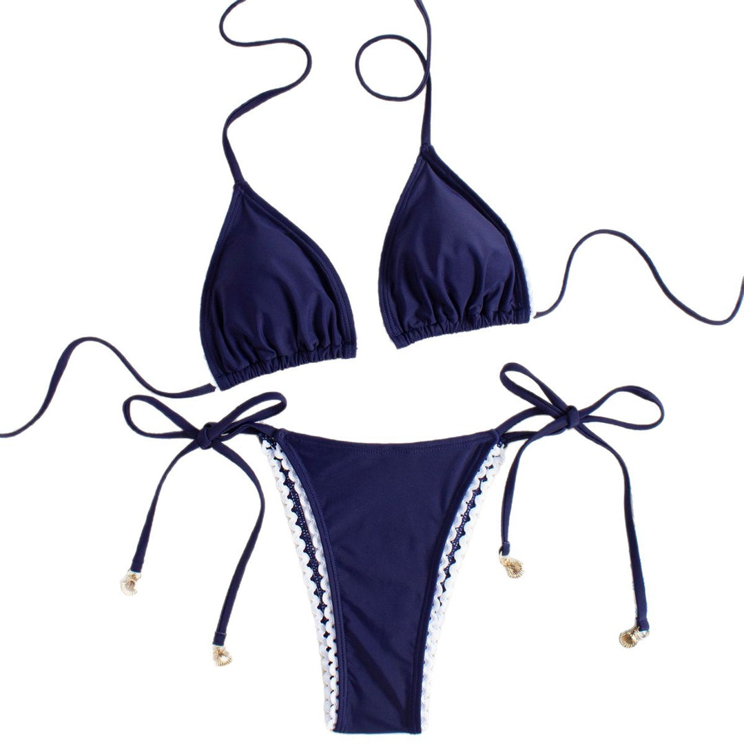 Ladies triangle bikini with elegant ruffle and closureless details StylebySassy