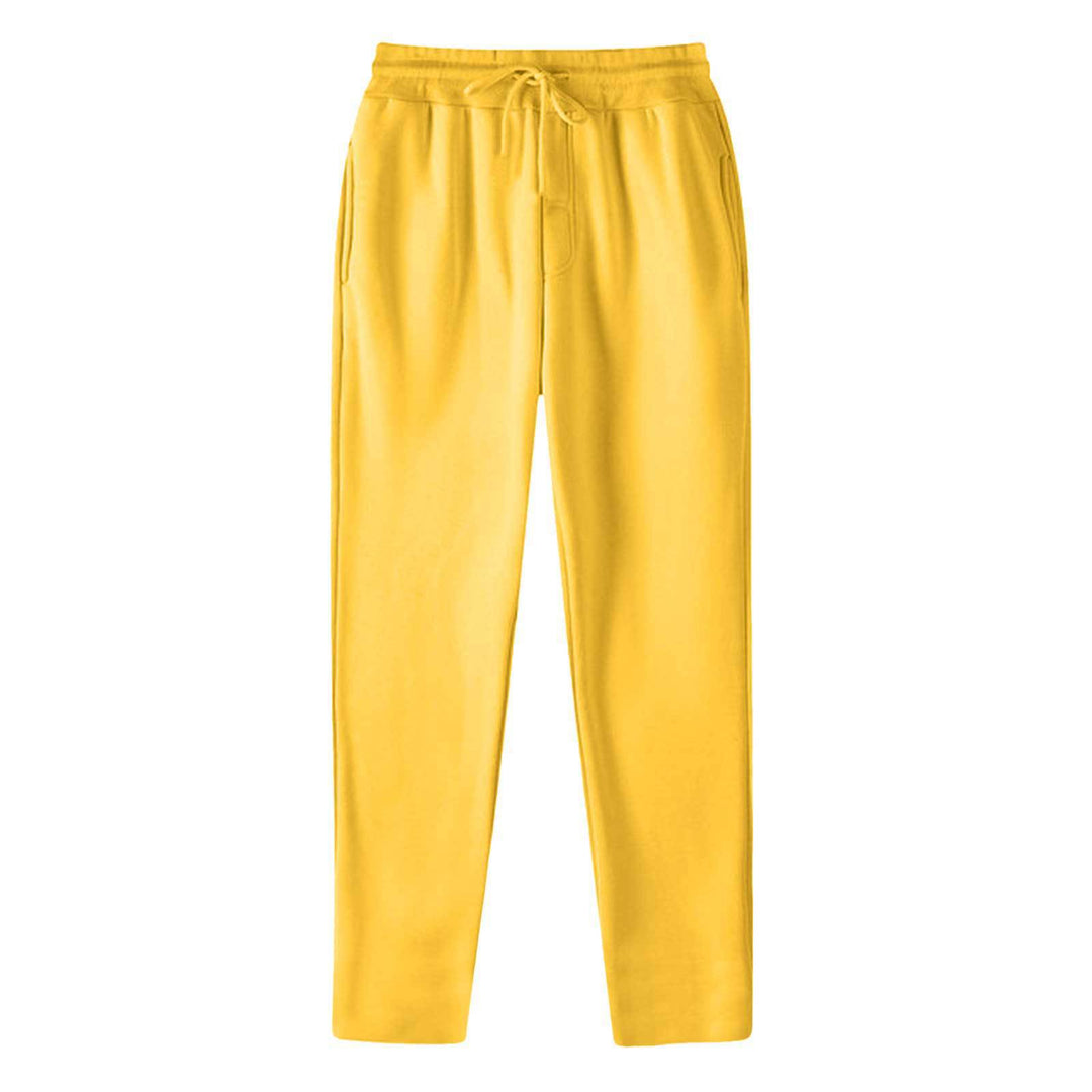 Men's straight-cut sweatpants made of mottled cotton blend with elastic waistband, drawstring, and side pockets StylebySassy