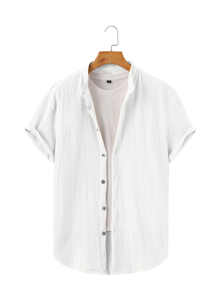 Men's lightweight wrinkle structure overshirt with rolled-up sleeves relaxed overshirt silhouette StylebySassy