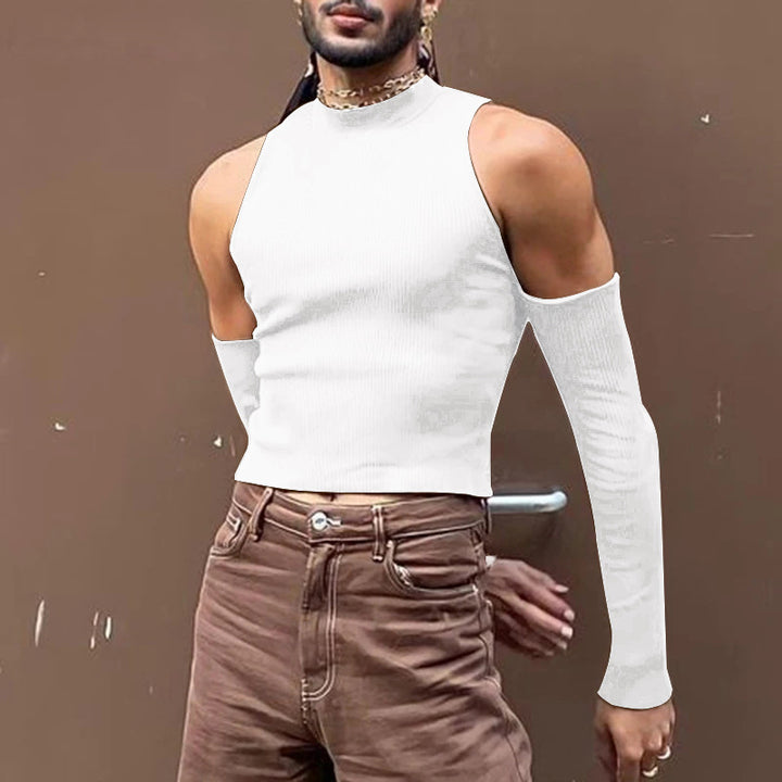 Unisex nan short ribbed top with removable arm cuffs and shoulder-free inserts StylebySassy