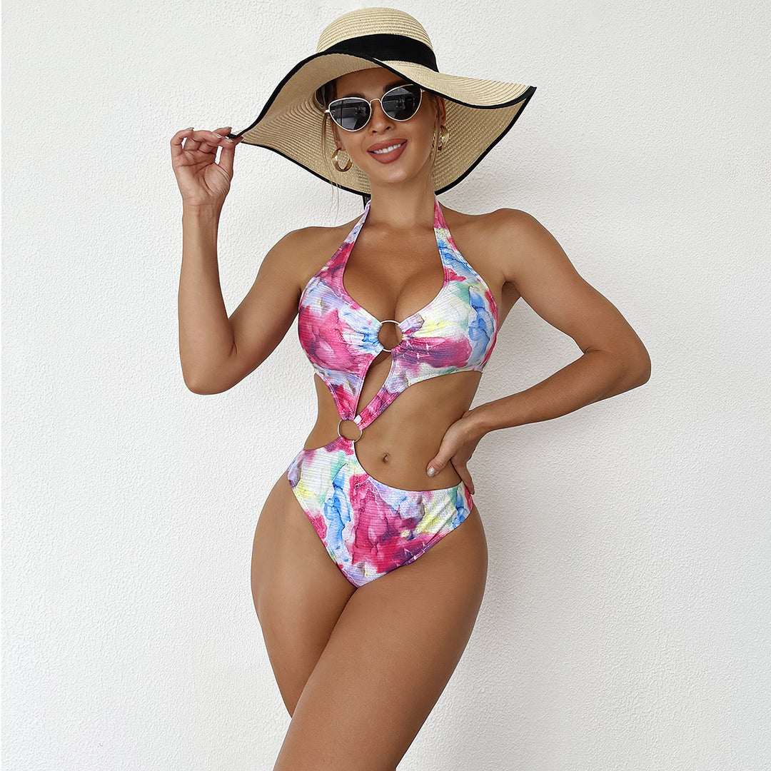 Women One-Piece Swimsuit with Chic Cut-Out and Colorful Design StylebySassy